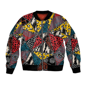 African Wild Animal Skins Bomber Jacket Triangles Pattern Afro Pattern Style - African Pride