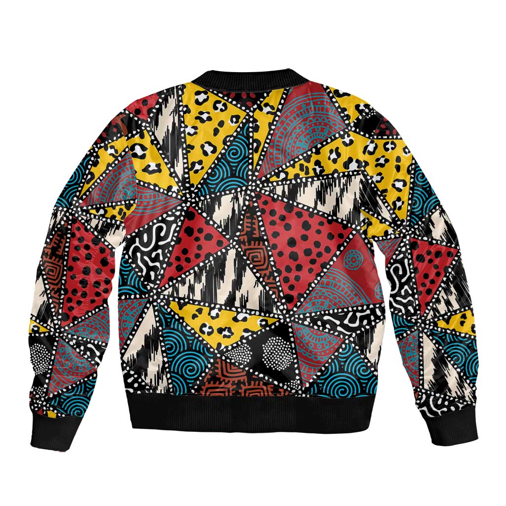 African Wild Animal Skins Bomber Jacket Triangles Pattern Afro Pattern Style - African Pride