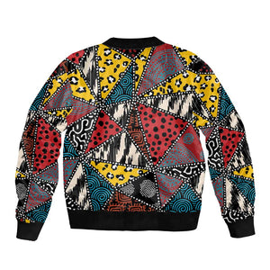 African Wild Animal Skins Bomber Jacket Triangles Pattern Afro Pattern Style - African Pride
