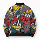 African Wild Animal Skins Bomber Puffer Jacket Triangles Pattern Afro Pattern Style