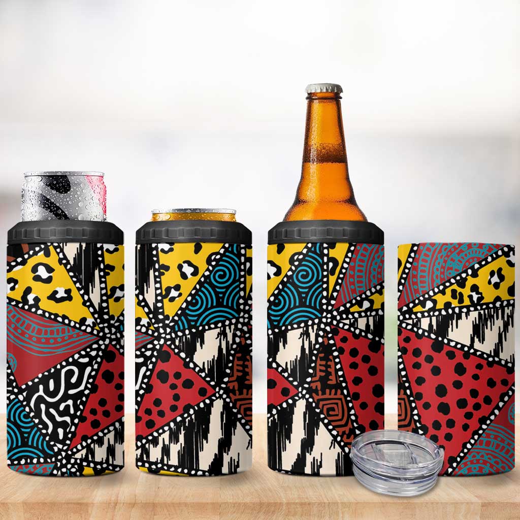 African Wild Animal Skins 4 in 1 Can Cooler Tumbler Triangles Pattern Afro Pattern Style - African Pride