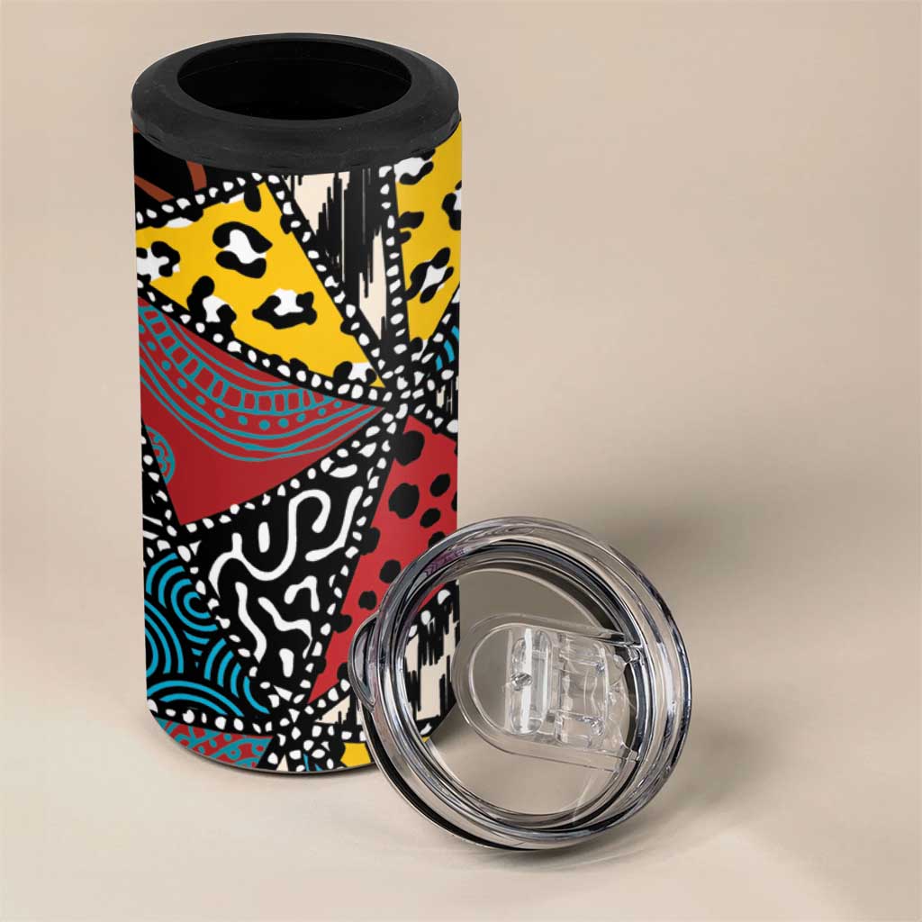 African Wild Animal Skins 4 in 1 Can Cooler Tumbler Triangles Pattern Afro Pattern Style - African Pride