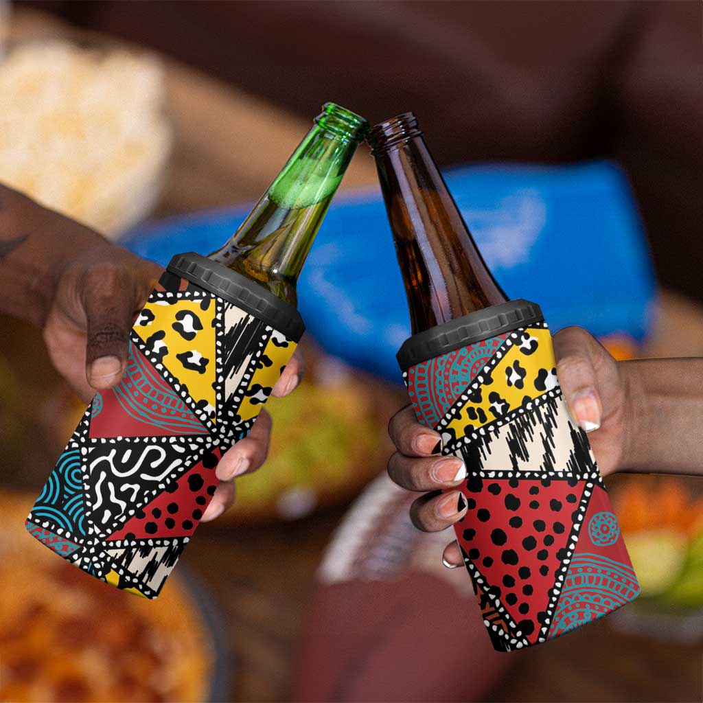 African Wild Animal Skins 4 in 1 Can Cooler Tumbler Triangles Pattern Afro Pattern Style - African Pride