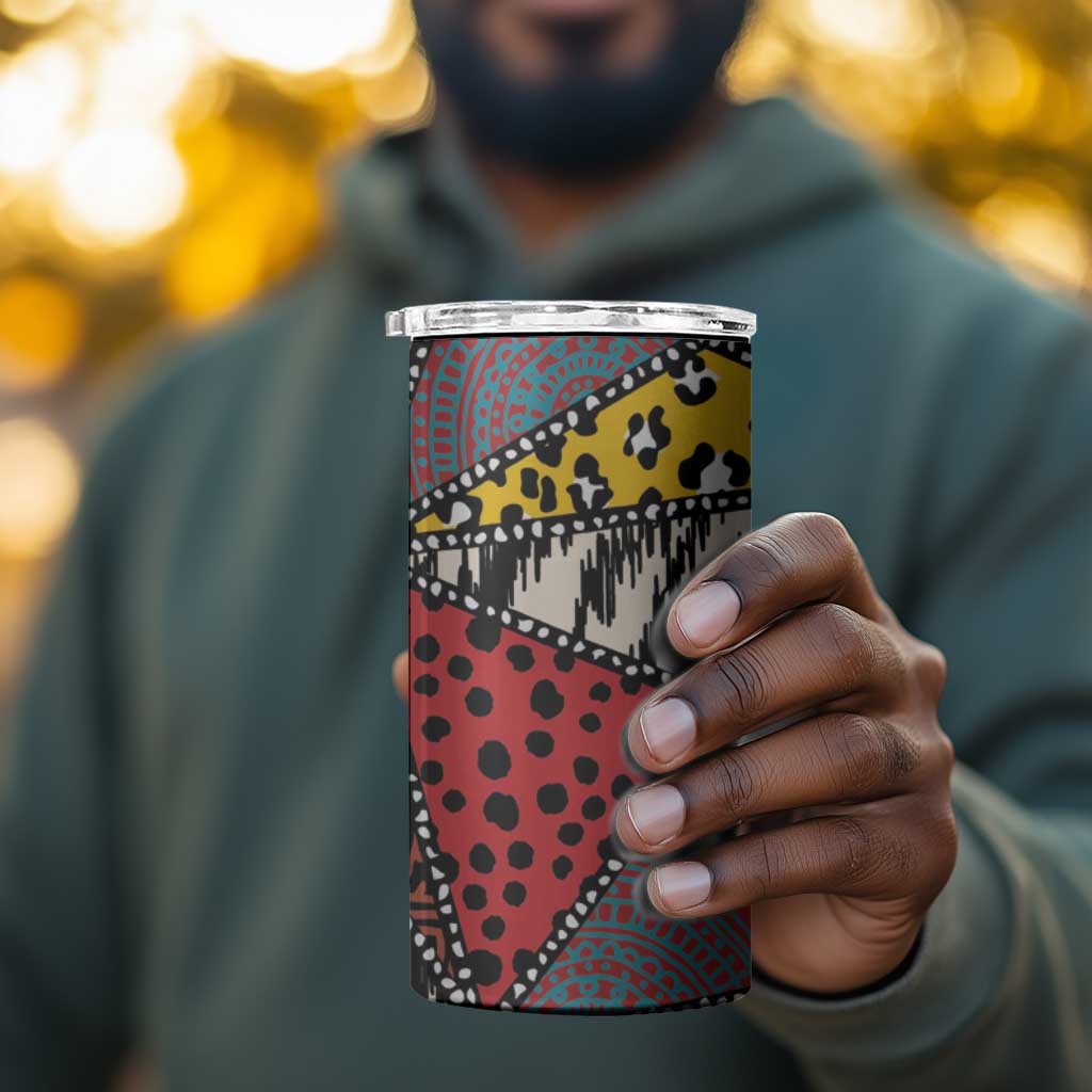 African Wild Animal Skins 4 in 1 Can Cooler Tumbler Triangles Pattern Afro Pattern Style - African Pride