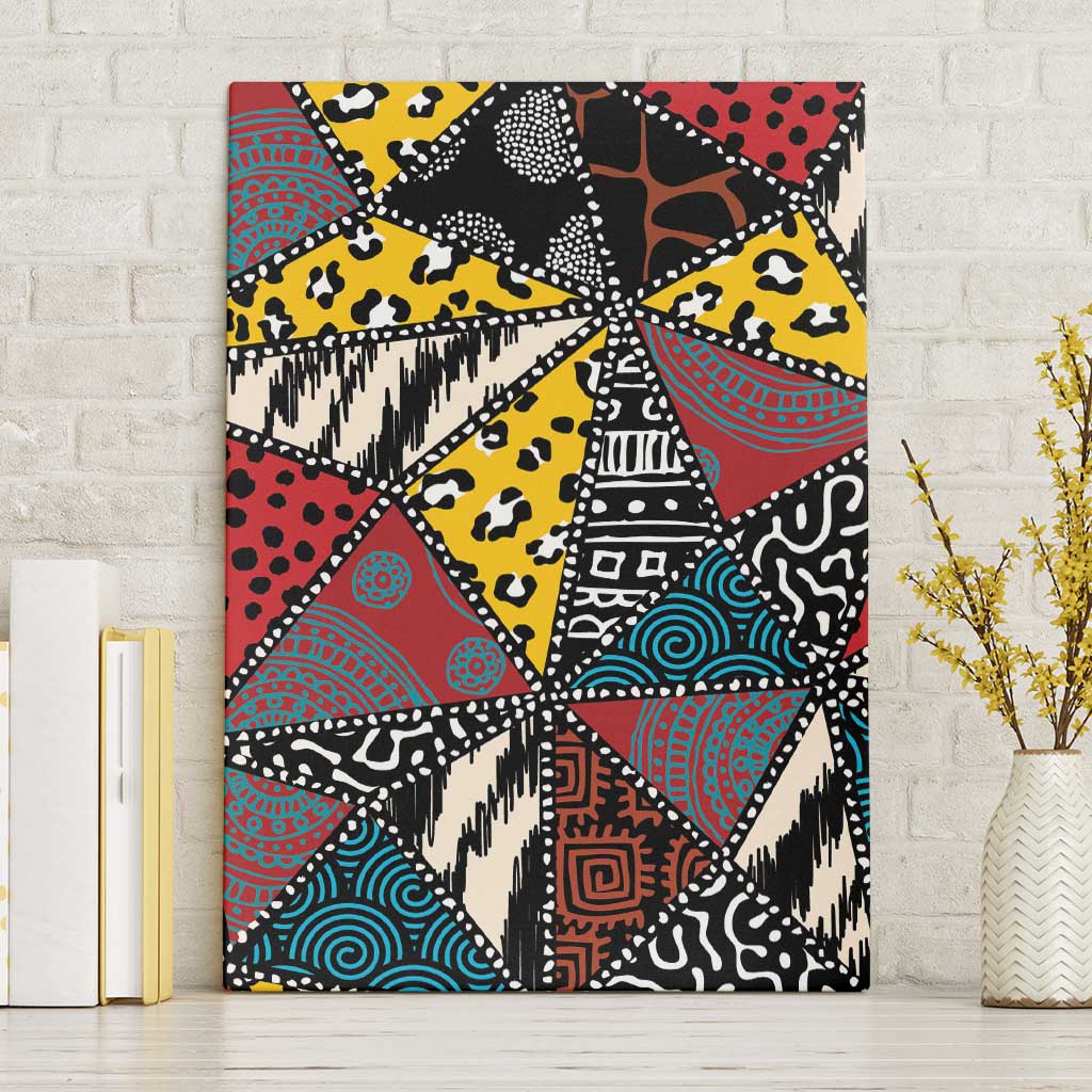 African Wild Animal Skins Canvas Wall Art Triangles Pattern Afro Pattern Style - African Pride
