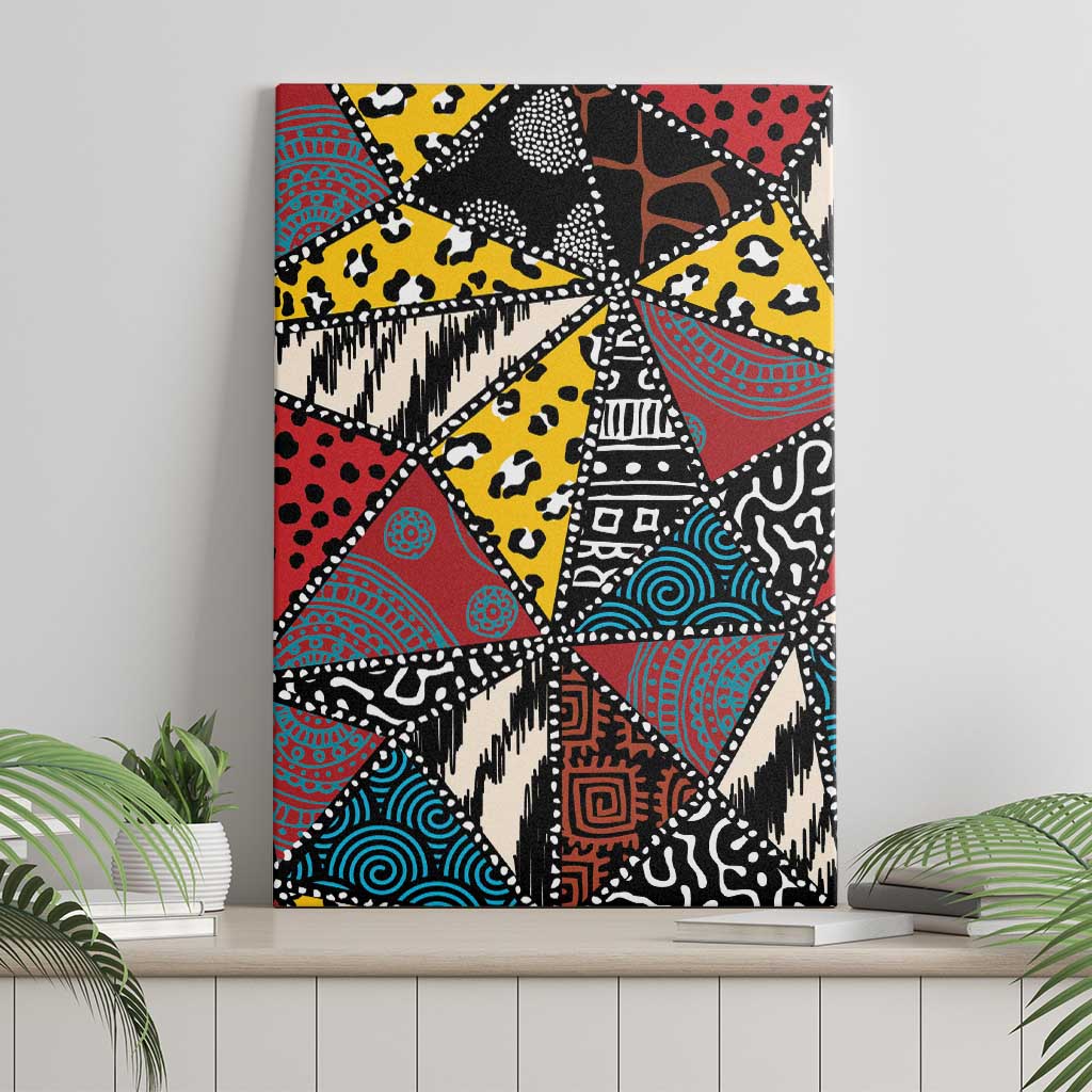 African Wild Animal Skins Canvas Wall Art Triangles Pattern Afro Pattern Style - African Pride