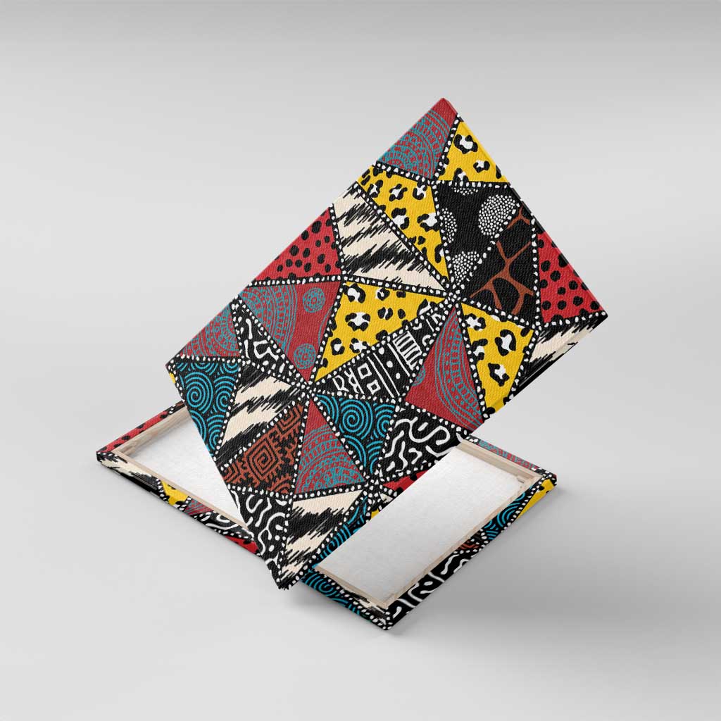 African Wild Animal Skins Canvas Wall Art Triangles Pattern Afro Pattern Style - African Pride