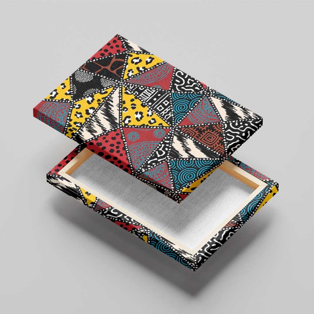African Wild Animal Skins Canvas Wall Art Triangles Pattern Afro Pattern Style - African Pride