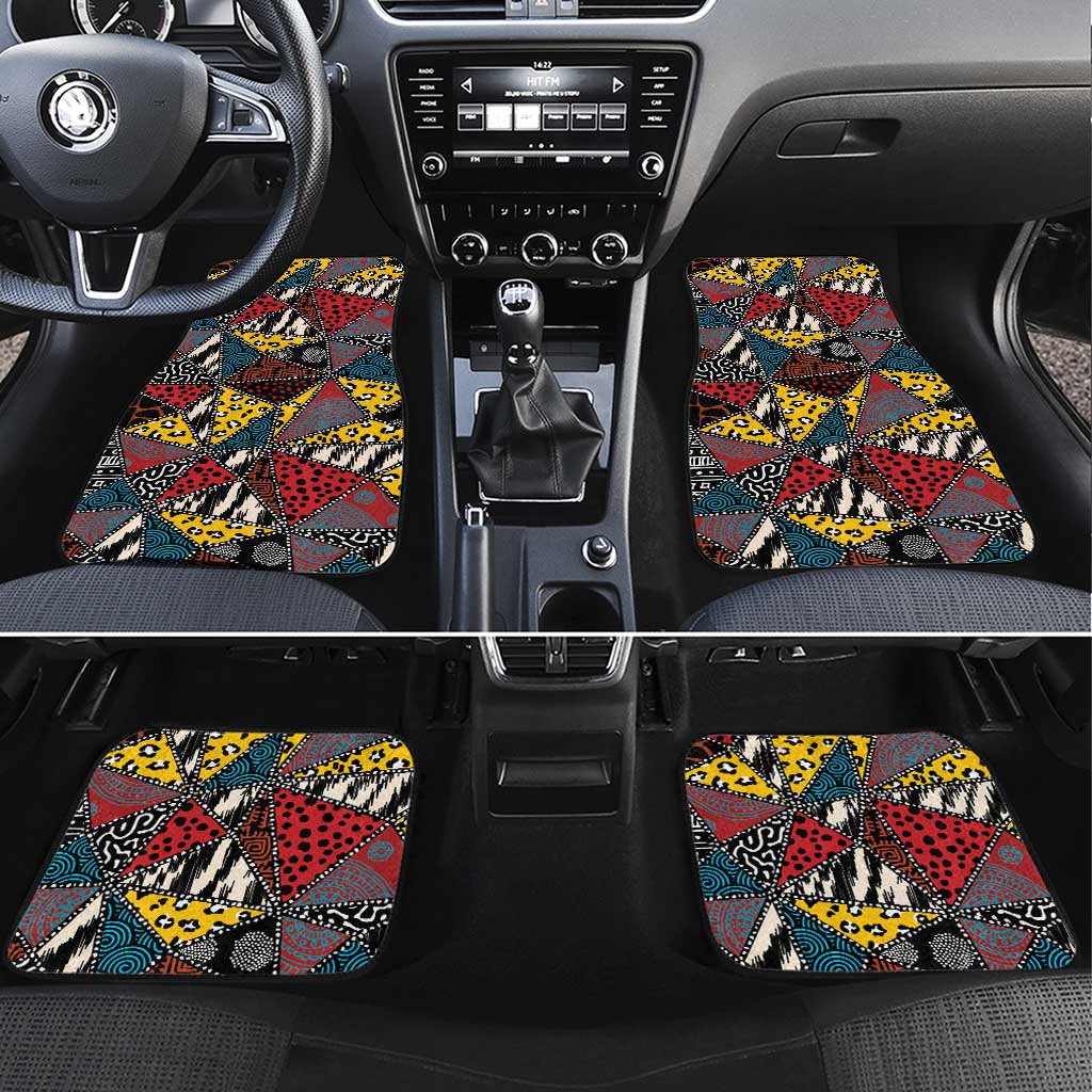 African Wild Animal Skins Car Mats Triangles Pattern Afro Pattern Style - African Pride