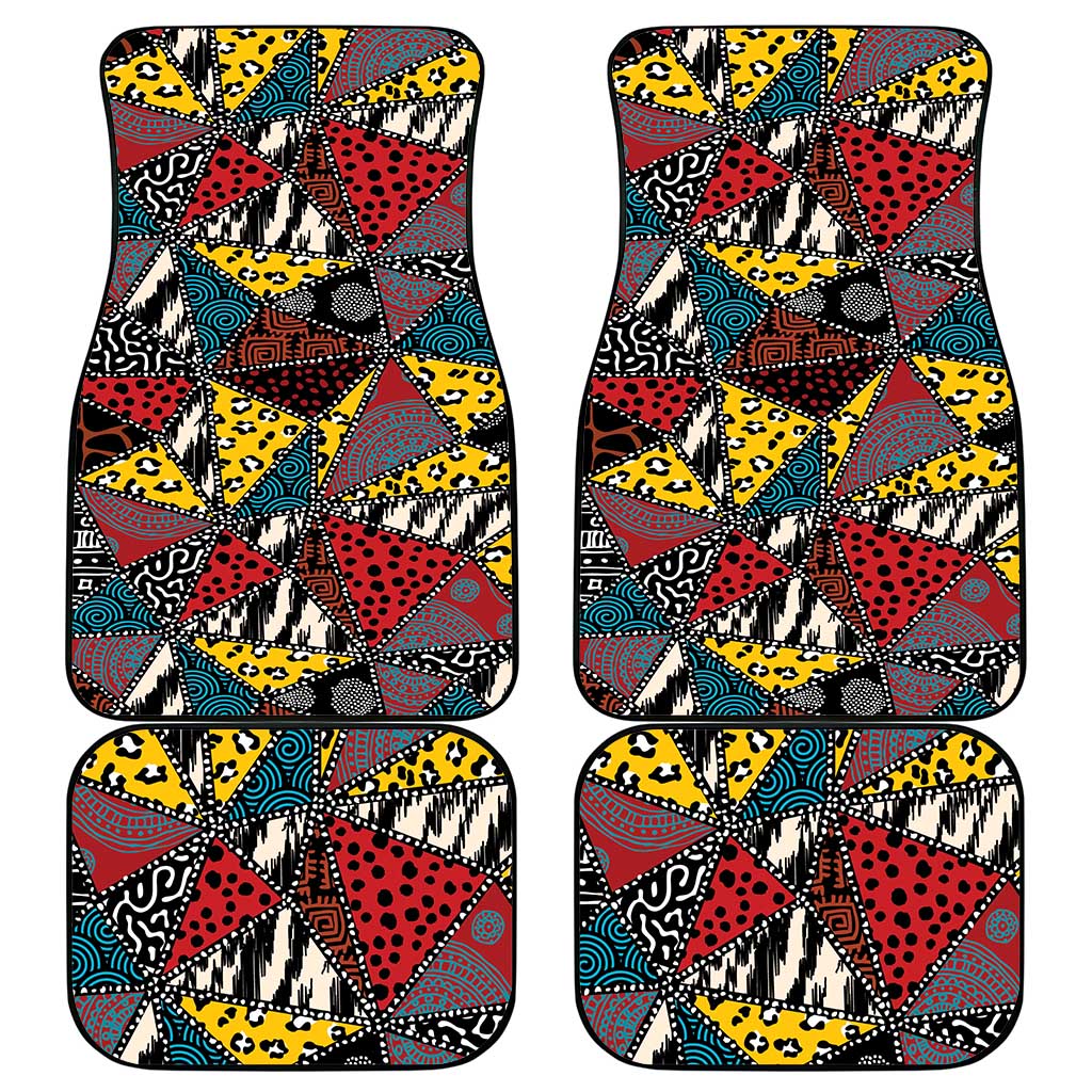 African Wild Animal Skins Car Mats Triangles Pattern Afro Pattern Style - African Pride