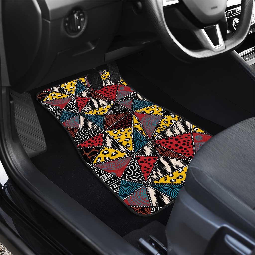 African Wild Animal Skins Car Mats Triangles Pattern Afro Pattern Style - African Pride