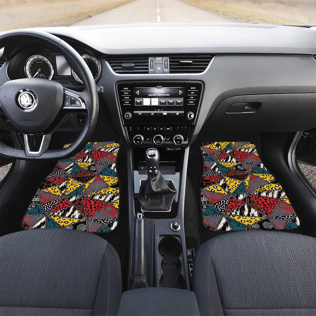 African Wild Animal Skins Car Mats Triangles Pattern Afro Pattern Style - African Pride