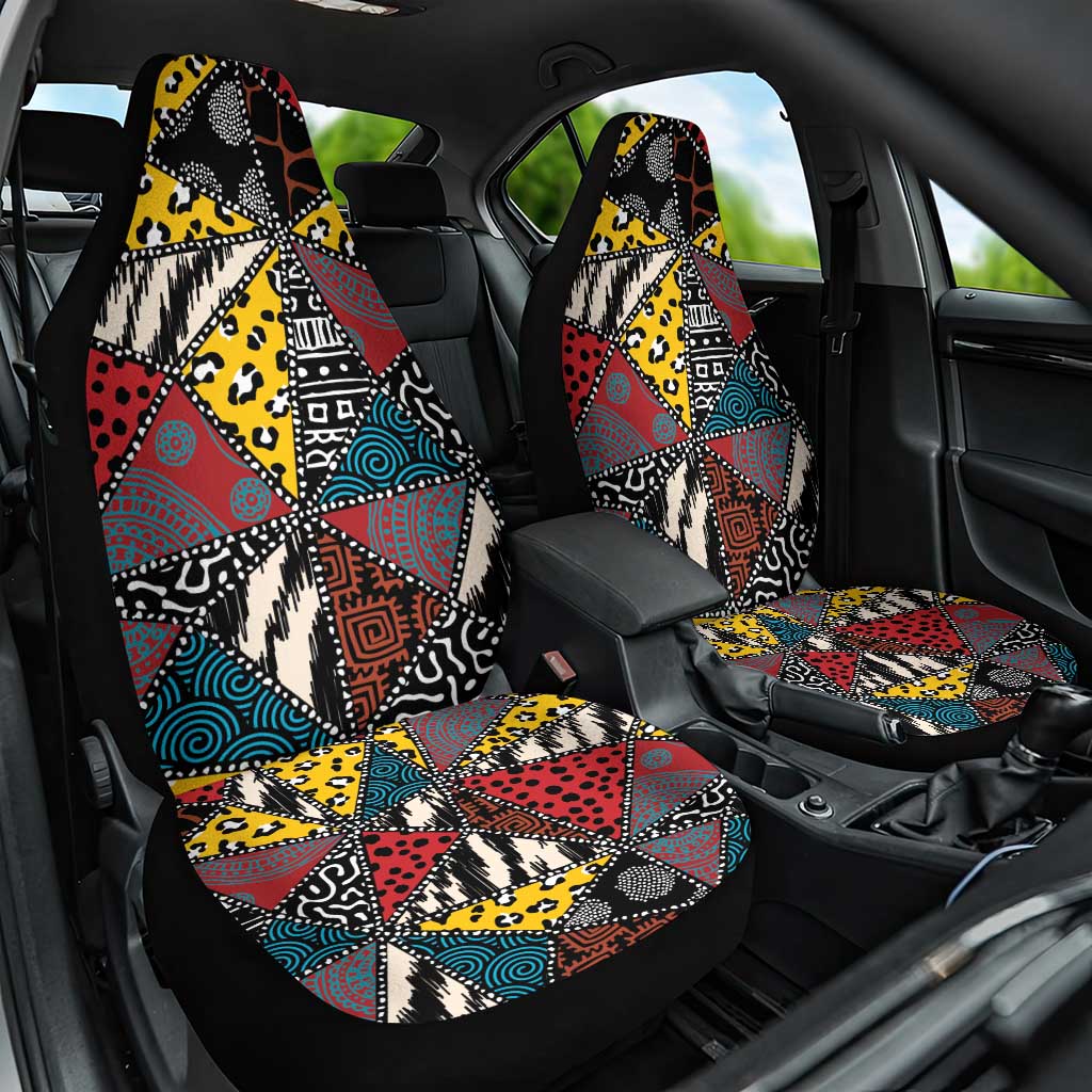 African Wild Animal Skins Car Seat Cover Triangles Pattern Afro Pattern Style - African Pride