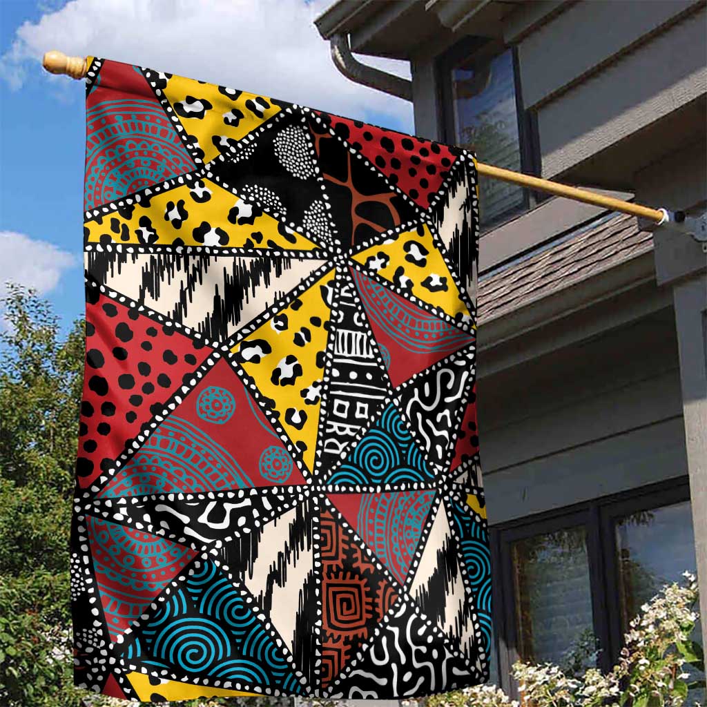 African Wild Animal Skins Garden Flag Triangles Pattern Afro Pattern Style - African Pride