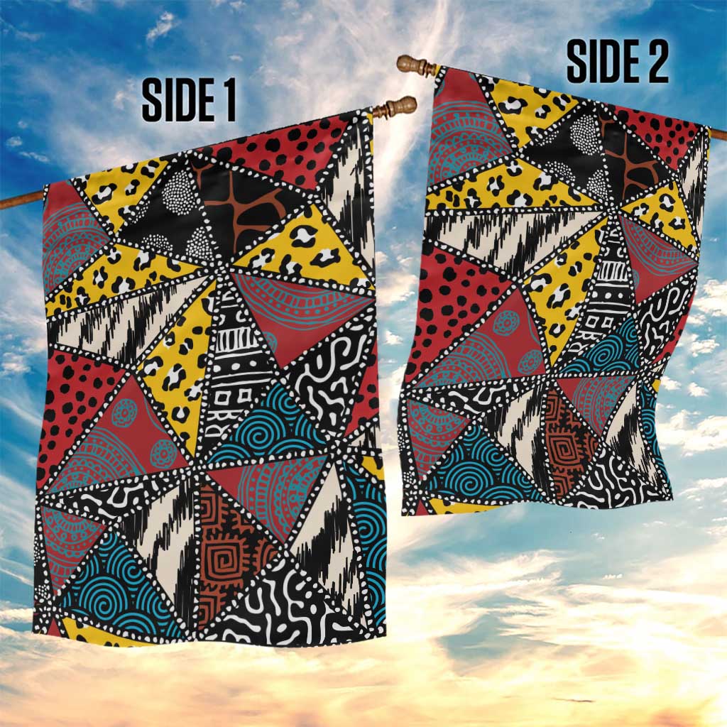 African Wild Animal Skins Garden Flag Triangles Pattern Afro Pattern Style - African Pride