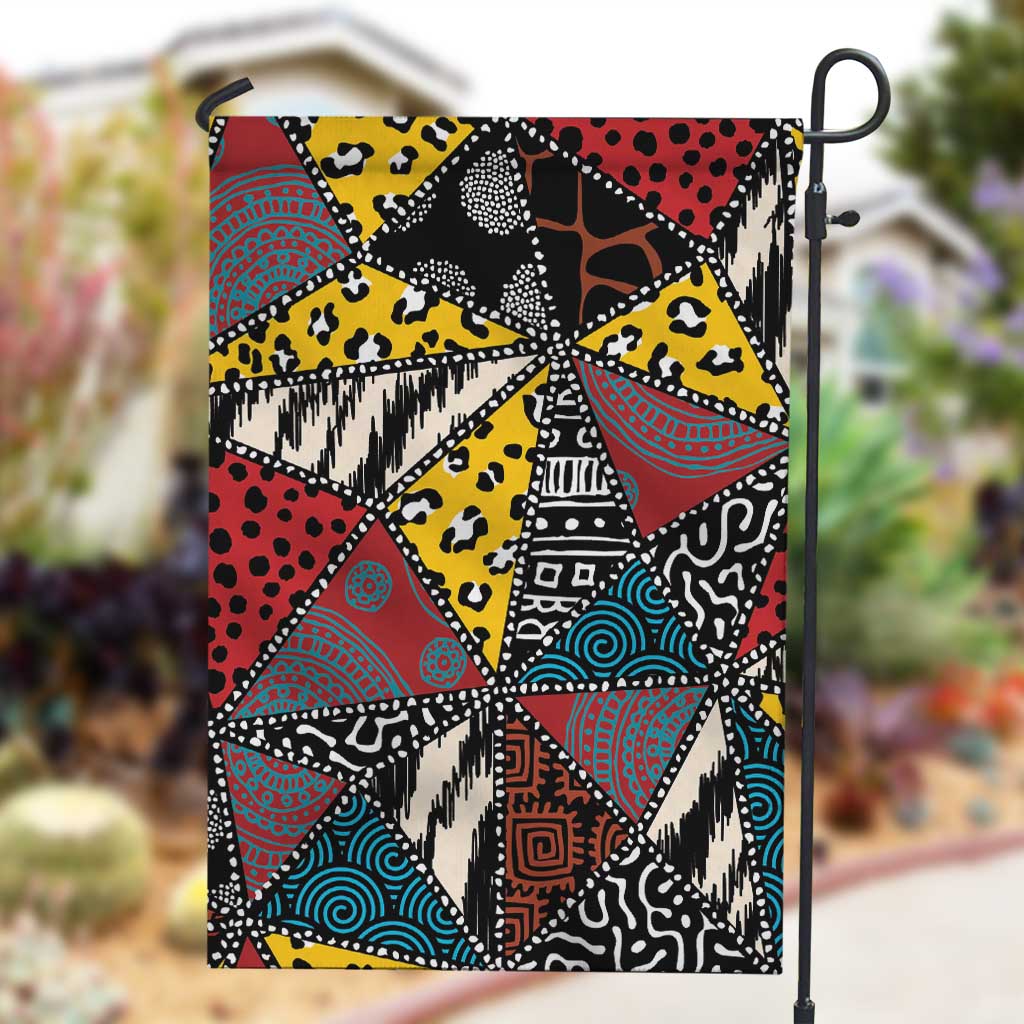African Wild Animal Skins Garden Flag Triangles Pattern Afro Pattern Style - African Pride