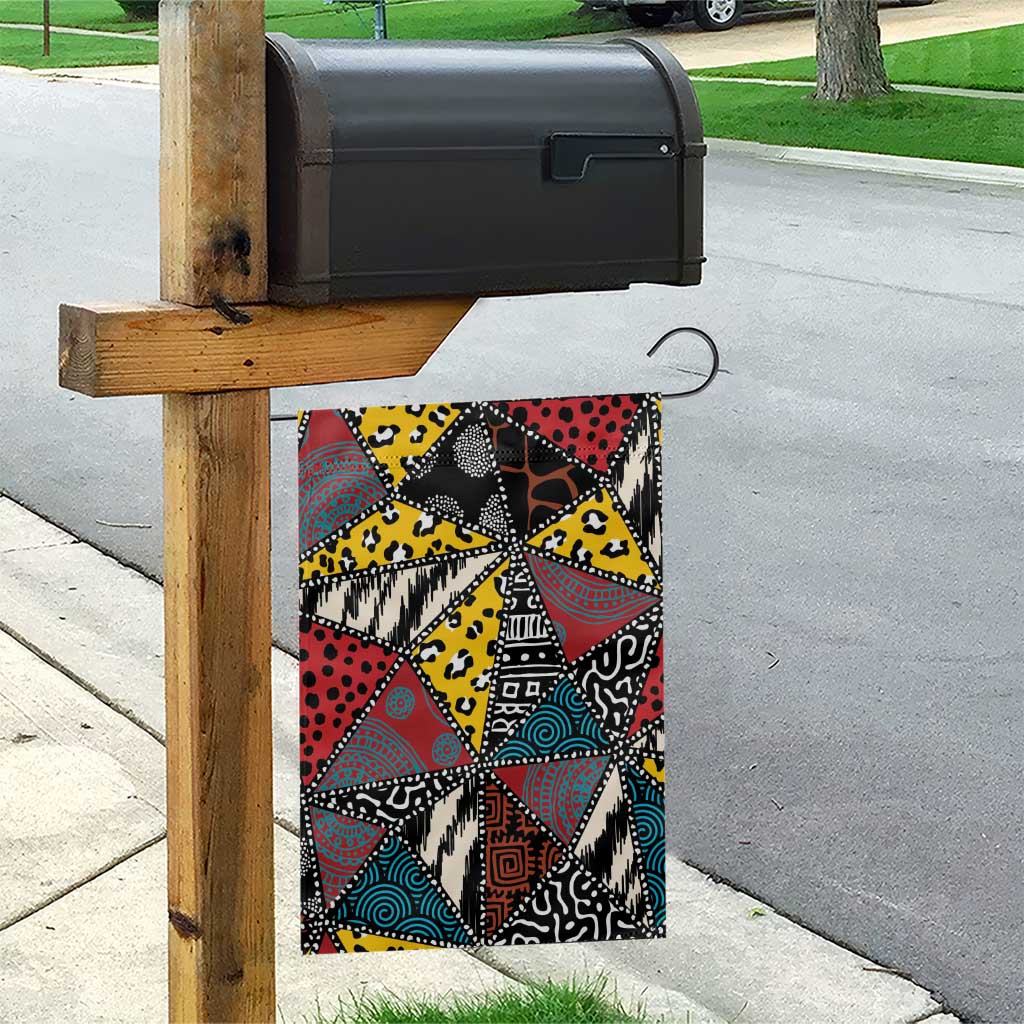 African Wild Animal Skins Garden Flag Triangles Pattern Afro Pattern Style - African Pride