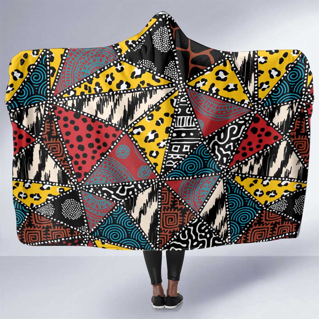 African Wild Animal Skins Hooded Blanket Triangles Pattern Afro Pattern Style - African Pride