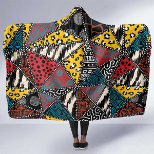 African Wild Animal Skins Hooded Blanket Triangles Pattern Afro Pattern Style - African Pride