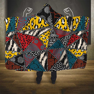 African Wild Animal Skins Hooded Blanket Triangles Pattern Afro Pattern Style - African Pride