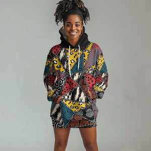 African Wild Animal Skins Hoodie Dress Triangles Pattern Afro Pattern Style - African Pride