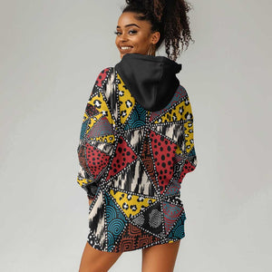 African Wild Animal Skins Hoodie Dress Triangles Pattern Afro Pattern Style - African Pride