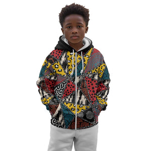 African Wild Animal Skins Kid Hoodie Triangles Pattern Afro Pattern Style - African Pride