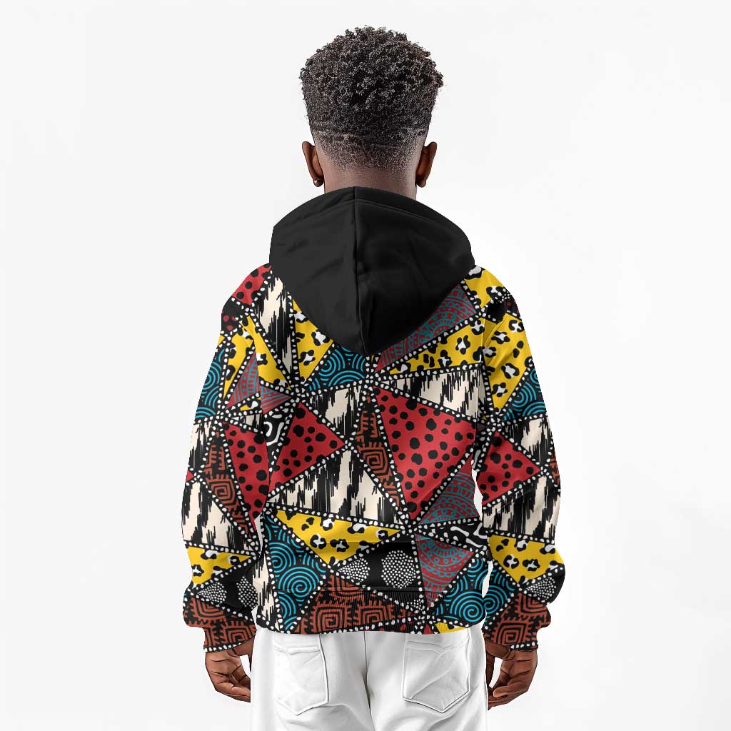 African Wild Animal Skins Kid Hoodie Triangles Pattern Afro Pattern Style - African Pride