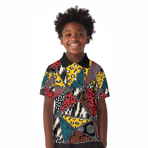 African Wild Animal Skins Kid Polo Shirt Triangles Pattern Afro Pattern Style - African Pride