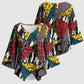 African Wild Animal Skins Kimono Sleeve Blouse Triangles Pattern Afro Pattern Style