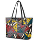 African Wild Animal Skins Leather Tote Bag Triangles Pattern Afro Pattern Style - African Pride