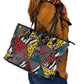 African Wild Animal Skins Leather Tote Bag Triangles Pattern Afro Pattern Style - African Pride