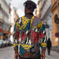 African Wild Animal Skins Long Sleeve Button Shirt Triangles Pattern Afro Pattern Style - African Pride