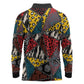 African Wild Animal Skins Long Sleeve Polo Shirt Triangles Pattern Afro Pattern Style - African Pride
