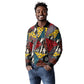 African Wild Animal Skins Long Sleeve Polo Shirt Triangles Pattern Afro Pattern Style - African Pride