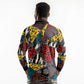 African Wild Animal Skins Long Sleeve Polo Shirt Triangles Pattern Afro Pattern Style - African Pride