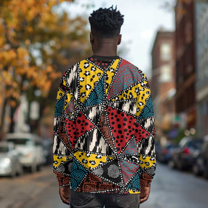 African Wild Animal Skins Long Sleeve Shirt Triangles Pattern Afro Pattern Style - African Pride