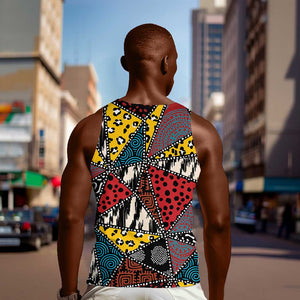 African Wild Animal Skins Men Tank Top Triangles Pattern Afro Pattern Style - African Pride