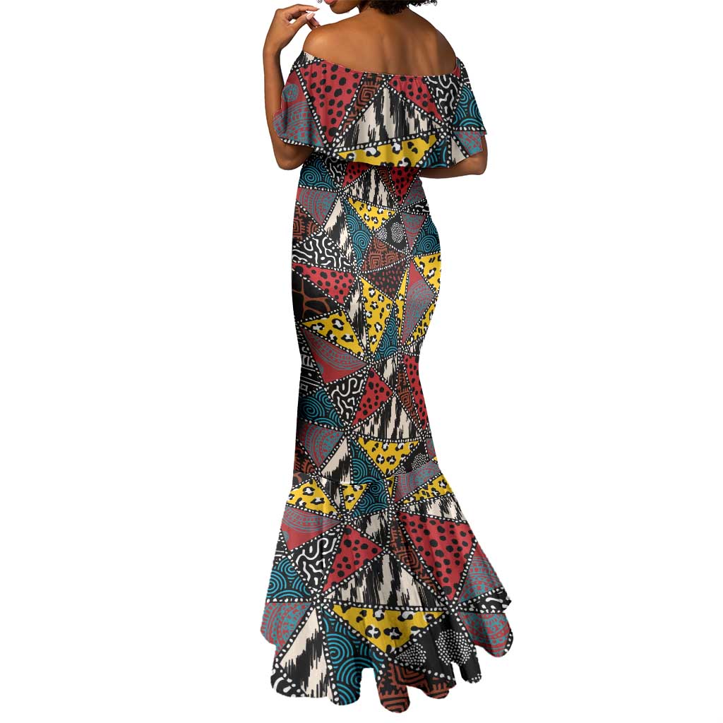 African Wild Animal Skins Mermaid Dress Triangles Pattern Afro Pattern Style - African Pride