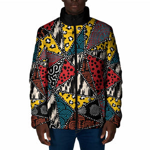 African Wild Animal Skins Padded Jacket Triangles Pattern Afro Pattern Style