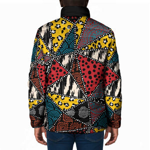 African Wild Animal Skins Padded Jacket Triangles Pattern Afro Pattern Style