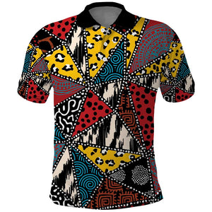 African Wild Animal Skins Polo Shirt Triangles Pattern Afro Pattern Style - African Pride