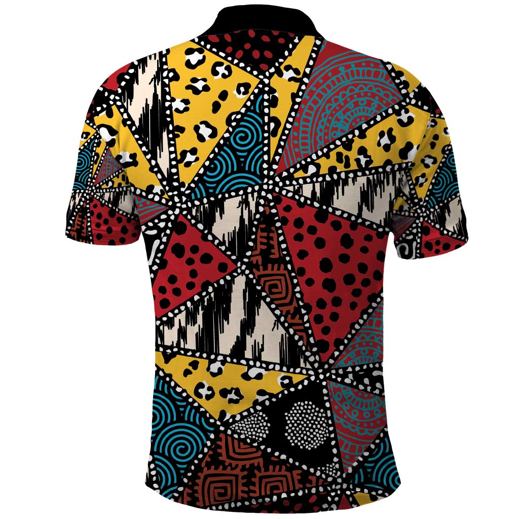 African Wild Animal Skins Polo Shirt Triangles Pattern Afro Pattern Style - African Pride