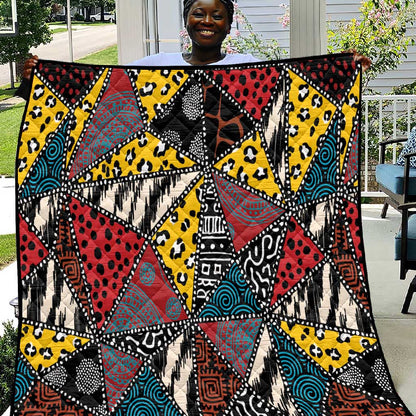 African Wild Animal Skins Quilt Triangles Pattern Afro Pattern Style - African Pride