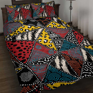 African Wild Animal Skins Quilt Bed Set Triangles Pattern Afro Pattern Style - African Pride