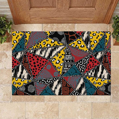 African Wild Animal Skins Rubber Doormat Triangles Pattern Afro Pattern Style - African Pride