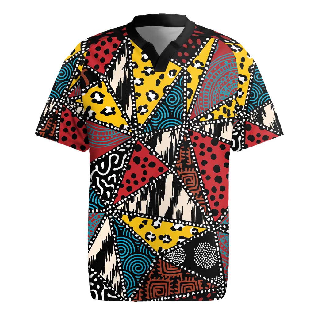 African Wild Animal Skins Rugby Jersey Triangles Pattern Afro Pattern Style - African Pride