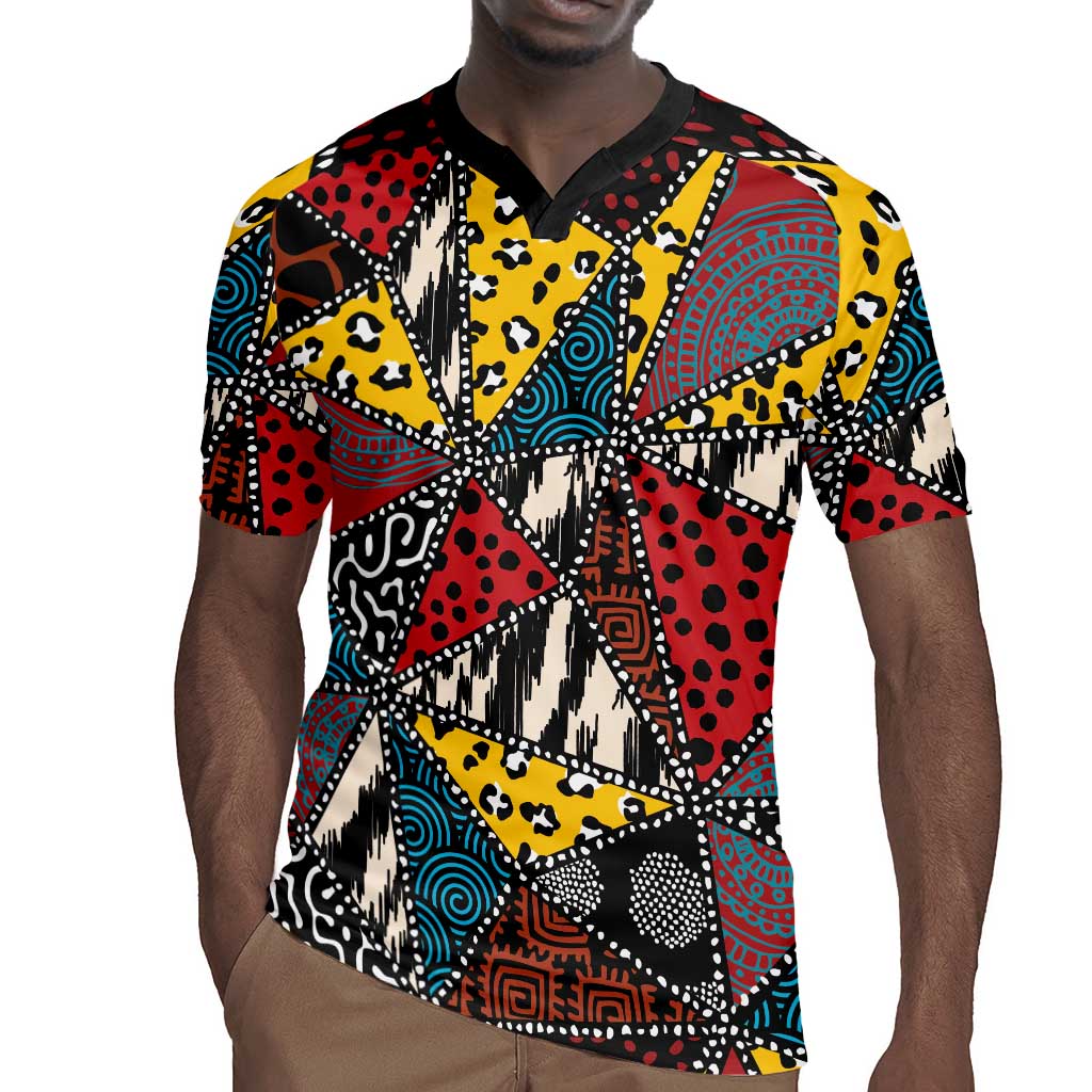 African Wild Animal Skins Rugby Jersey Triangles Pattern Afro Pattern Style - African Pride