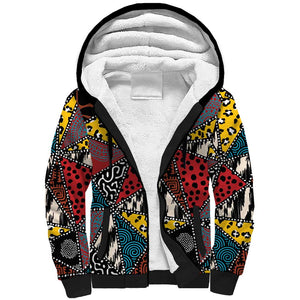 African Wild Animal Skins Sherpa Hoodie Triangles Pattern Afro Pattern Style - African Pride