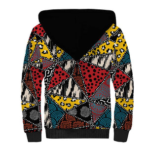 African Wild Animal Skins Sherpa Hoodie Triangles Pattern Afro Pattern Style - African Pride